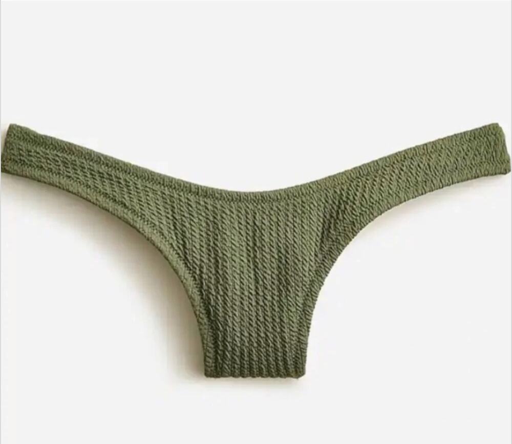 2/$15 NWT J. Crew Textured Curved-Waist Cheeky Bikini Bottom Green BC050 Size S